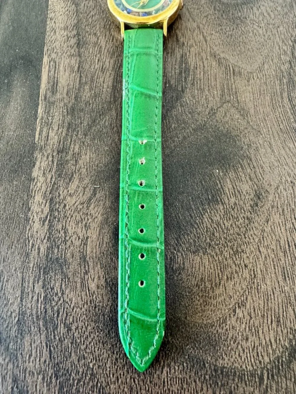Dom Baiz Analog Quartz Watch | Green Genuine Leather Band | Decorative Stones